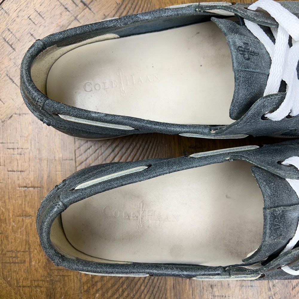 Cole Haan Boat Shoes Mens 10.5 Blue Leather White Yacht Club Collection Preppy - Picture 10 of 12